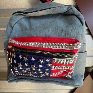 SOLD!! Studded American Flag Denim Backpack
